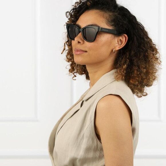 NEW Gucci GG1133S 001 Shiny Black Dark Gray Cat Eye Women Sunglasses main image 6